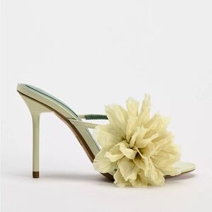 Zara Cream Heels with Floral Accent